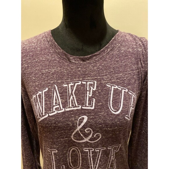 Style & Co Sport Women’s T Shirt Size Small Purple “Wake Up & Love Life” - Picture 4 of 12